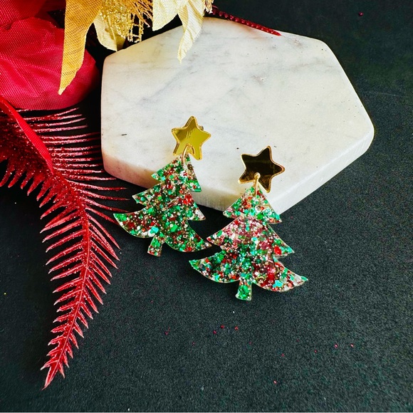 Festive Christmas tree Earrings Confetti - Picture 7 of 9